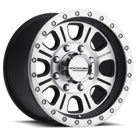 Raceline 928M Monster 17x9in / 5x139.7 BP / -12mm Offset / 107.95mm Bore - Black & Machined Wheel
