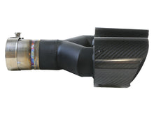 Load image into Gallery viewer, aFe Takeda 2.5in 304 Stainless Steel Clamp-on Exhaust Tip Driver side 2.5in Inlet 4in Dual-Carbon