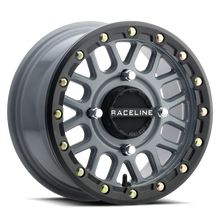 Load image into Gallery viewer, Raceline A93SG Podium 15x6in/4x156 BP/40mm Offset/132.5mm Bore - Grey &amp; Black Ring Beadlock Wheel