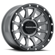 Load image into Gallery viewer, Raceline A95SG Trophy 14x7in / 4x110 BP / 10mm Offset / 83.8mm Bore - Grey &amp; Black Lip Wheel