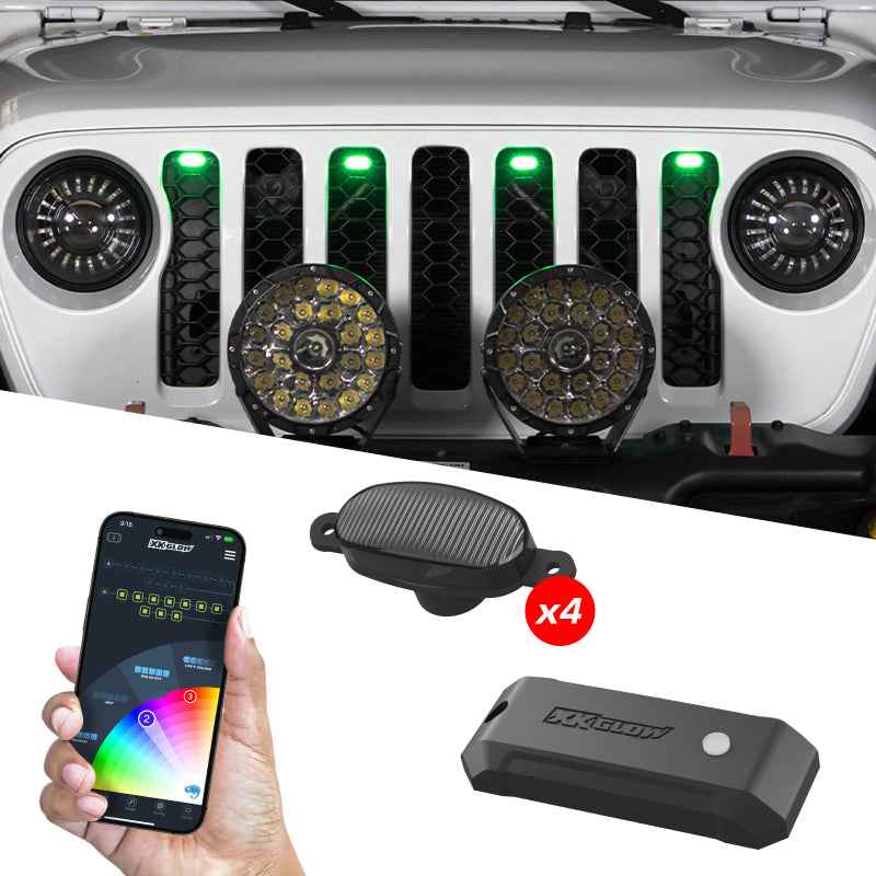 XK Glow XKmax Pre-Runner Style RGBW LED Grill Pods - 4pc
