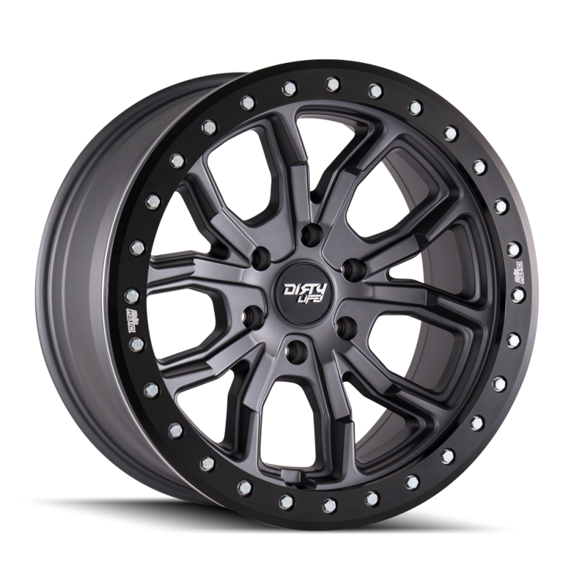 Dirty Life 9303 DT-1 17x9/6x139.7 BP/-12mm Offset/106mm Hub Matte Gunmetal Wheel - Beadlock