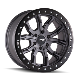 Dirty Life 9303 DT-1 17x9/5x127 BP/-38mm Offset/78.1mm Hub Matte Gunmetal Wheel - Beadlock