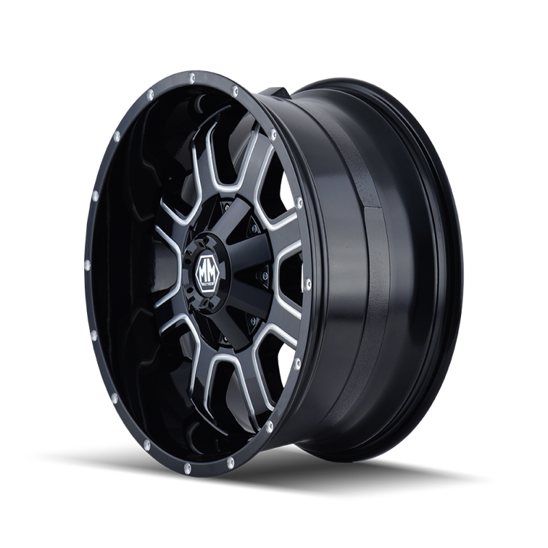 Mayhem 8103 Fierce 22x12 / 8x165.1 BP / -44mm Offset / 130.8mm Hub Black w/ Milled Spokes Wheel