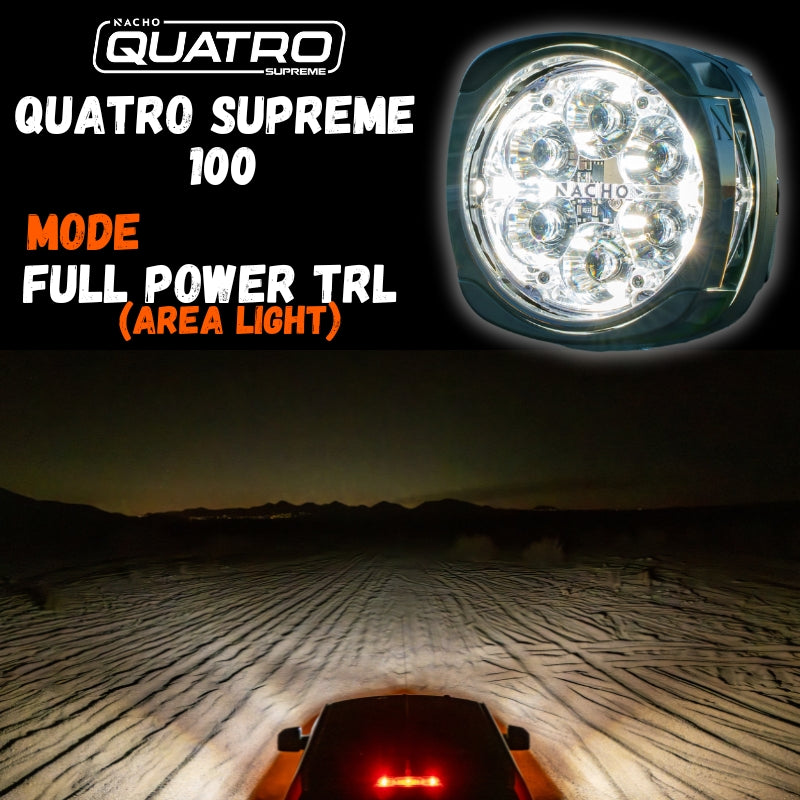 NACHO Supreme lights set up for a night drive showing functionality and safety.