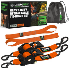 Load image into Gallery viewer, Rhino USA Retractable Ratchet Straps (4 Pack, 2Inx10Ft) (Orange)