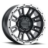 Raceline 956BS Compass 18x9in / 8x165.1 BP / -12mm Offset / 125.2mm Bore - Black & Silver Lip Wheel