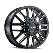 Load image into Gallery viewer, Mayhem 8107D Cogent Dually 20x8.25/8x165.1 BP/115mm Offset/121.3mm Hub Black w/ Milled Spokes Wheel