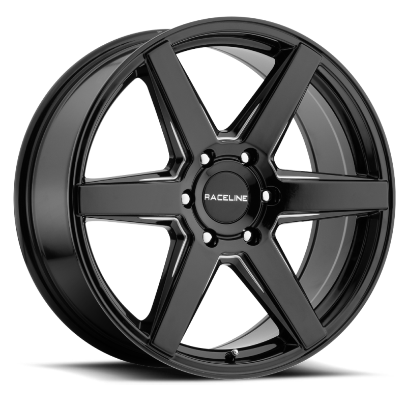 Raceline 156B Surge 18x8in / 6x139.7 BP / 15mm Offset / 106.1mm Bore - Black & Milled Wheel