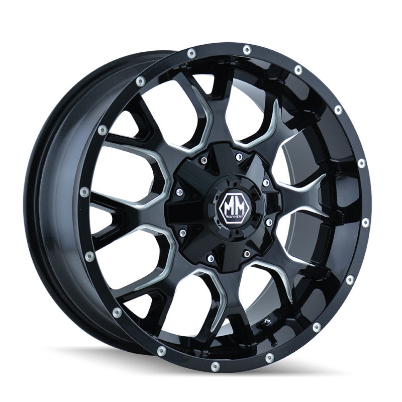 Mayhem 8015 Warrior 18x9 / 5x127 BP / -12mm Offset / 87mm Hub Black w/ Milled Spokes Wheel