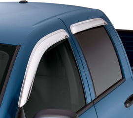 AVS chrome Ventvisor outside mount window deflectors 4pc installed on 2019-2025 Ram 1500 Crew Cab