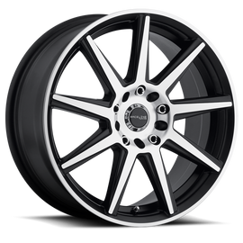 Raceline 144M Storm 17x7.5in / 5x112/5x120 BP / 40mm Offset / 74.1mm Bore - Black & Machined Wheel