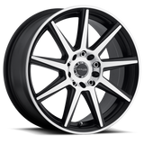 Raceline 144M Storm 17x7.5in / 4x100/4x108 BP / 40mm Offset / 72.62mm Bore - Black & Machined Wheel