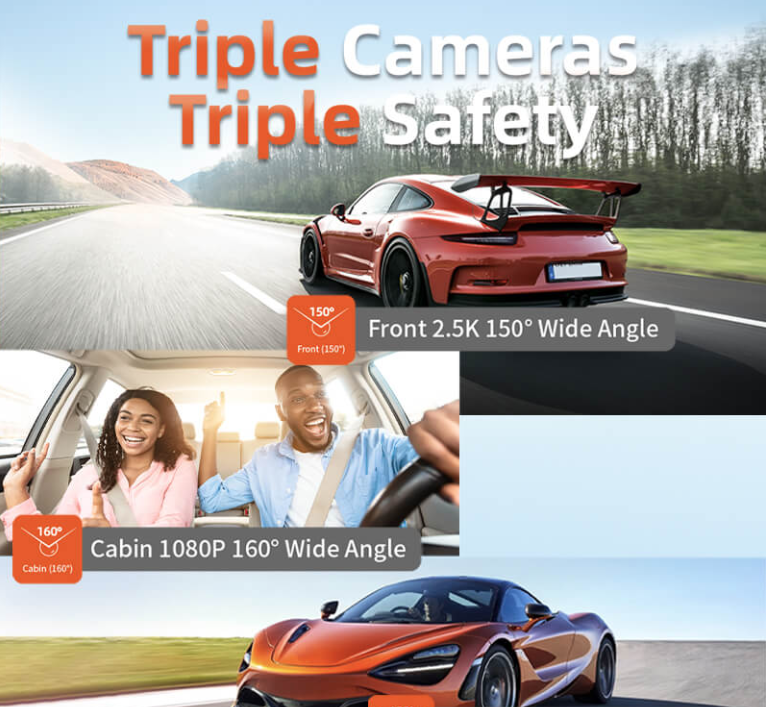 i07 | 3 Channel 2.5K+1080P+1080P Dashboard Recorder Built-in GPS WiFi (unavailable in UK)