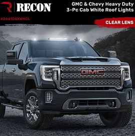 GMC & Chevy 20-24 (4th GEN Body Style) Heavy-Duty (3-Piece Set) Clear Cab Roof Light Lens with White LED’s
