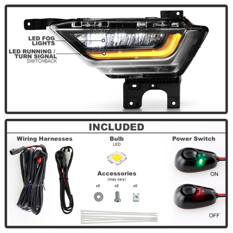 Spyder 21-23 Ford F150 w/ Turn Signal OEM Style Full LED Fog Lights w/ Switch FL-FF1502021-LED-T-C