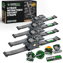 Load image into Gallery viewer, Rhino USA Retractable Ratchet Straps (2Pk 1Inx10Ft) Gray