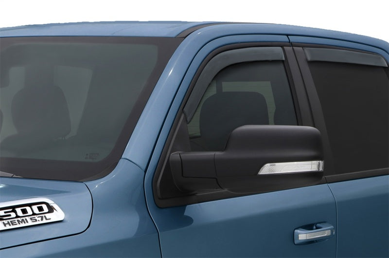 AVS Ventvisor smoke in-channel window deflectors installed on 2019-2026 Ram 1500 Quad Cab, front and rear set of 4