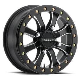 Raceline A71MB Mamba 15x6in/4x137 BP/40mm Offset/110.18mm Bore - Black & Machined Beadlock Wheel