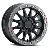 Raceline A14GR Alpha 15x7in/5x114.3 BP/53mm Offset/68mm Bore - Gunmetal & Red Ring Beadlock Wheel