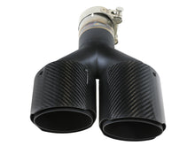 Load image into Gallery viewer, aFe Takeda 2.5in 304 Stainless Steel Clamp-on Exhaust Tip Driver side 2.5in Inlet 4in Dual-Carbon