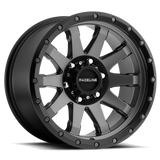 Raceline 934G Clutch 17x8.5in / 5x139.7 BP / 0mm Offset / 106.5mm Bore - Gunmetal Wheel