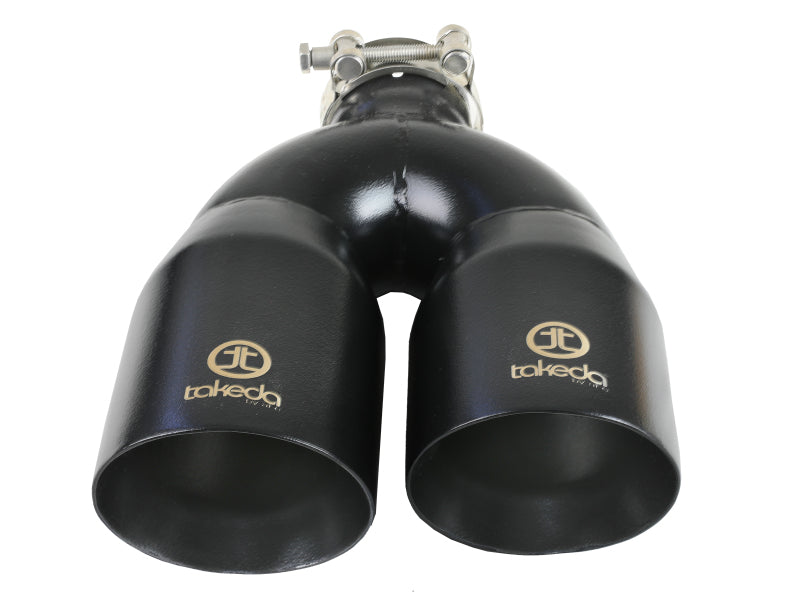 aFe Takeda 2.5in 304 Stainless Steel Clamp-on Exhaust Tip Passenger Side 2.5in Inlet 4inDual - Black