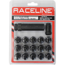 Load image into Gallery viewer, Raceline Spline Lug Nut Kit with Spline Key 12 x 1.25 - 16 Pack - Black