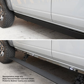 Go Rhino 19-24 Ram 1500 Quad Cab 4dr E1 Electric Running Board Kit (No Drill) - Bedliner Coating