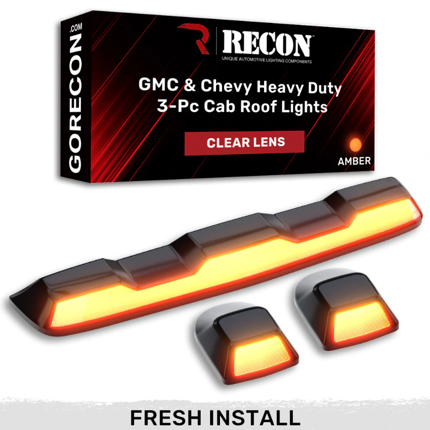 GMC & Chevy 20-24 (4th GEN Body Style) Heavy-Duty (3-Piece Set) Clear Cab Roof Light Lens with White LED’s