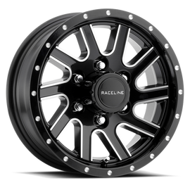 Raceline 820M Twisted 15x5in / 5x114.3 BP / 0mm Offset / 3.19mm Bore - Black & Machined Wheel