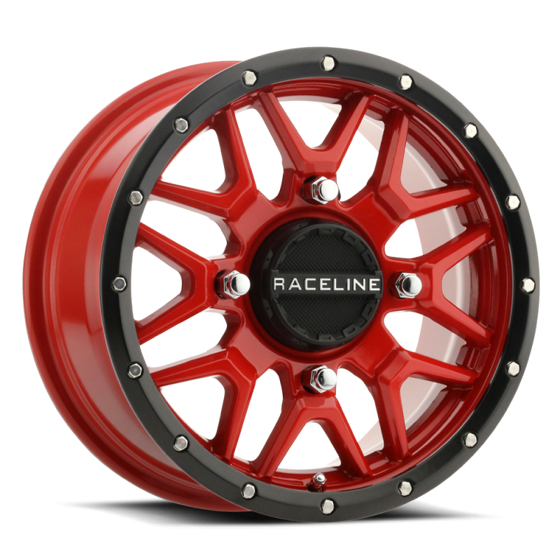 Raceline A94R Krank 14x7in / 4x156 BP / 10mm Offset / 132.5mm Bore - Red & Black Lip Wheel