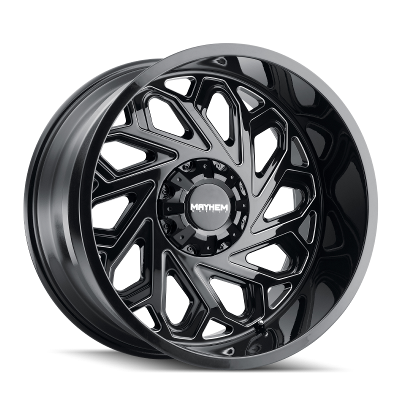 Mayhem 8112 Essex 22x12 / 5x127 BP / -51mm Offset / 87.1mm Hub Black w/ Milled Spokes Wheel