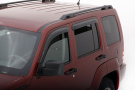 AVS smoke outside mount window deflectors installed on 2008-2014 Jeep Liberty, 4-piece Ventvisor set