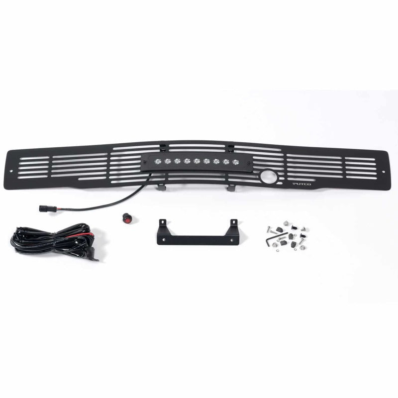 Putco 15-17 Ford F-150 Bumper Grille Insert- SS Blk Bar Design w/Heater Plug & 10in Luminix Lightbar