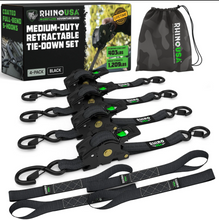 Load image into Gallery viewer, Rhino USA Retractable Ratchet Straps (2Pk 1Inx10Ft) Green