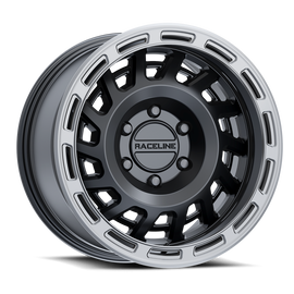 Raceline 957BS Halo 18x9in / 8x165.1 BP / -12mm Offset / 130.81mm Bore - Black & Silver Lip Wheel