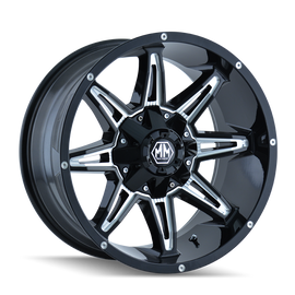 Mayhem 8090 Rampage 20x9 / 8x165.1 BP / 0mm Offset / 130.8mm Hub Gloss Black Milled Wheel