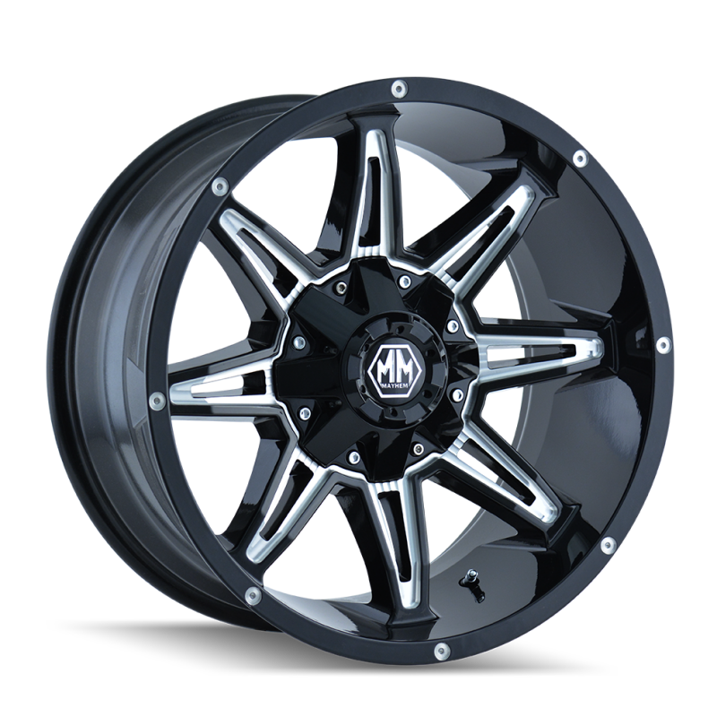Mayhem 8090 Rampage 18x9 / 8x170 BP / 18mm Offset / 130.8mm Hub Gloss Black Milled Wheel