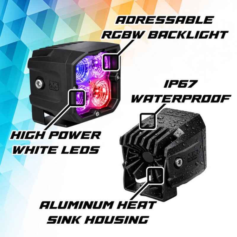 XKGlow XKmax RGBW Addressable Cube Light Kit - Driving Beam