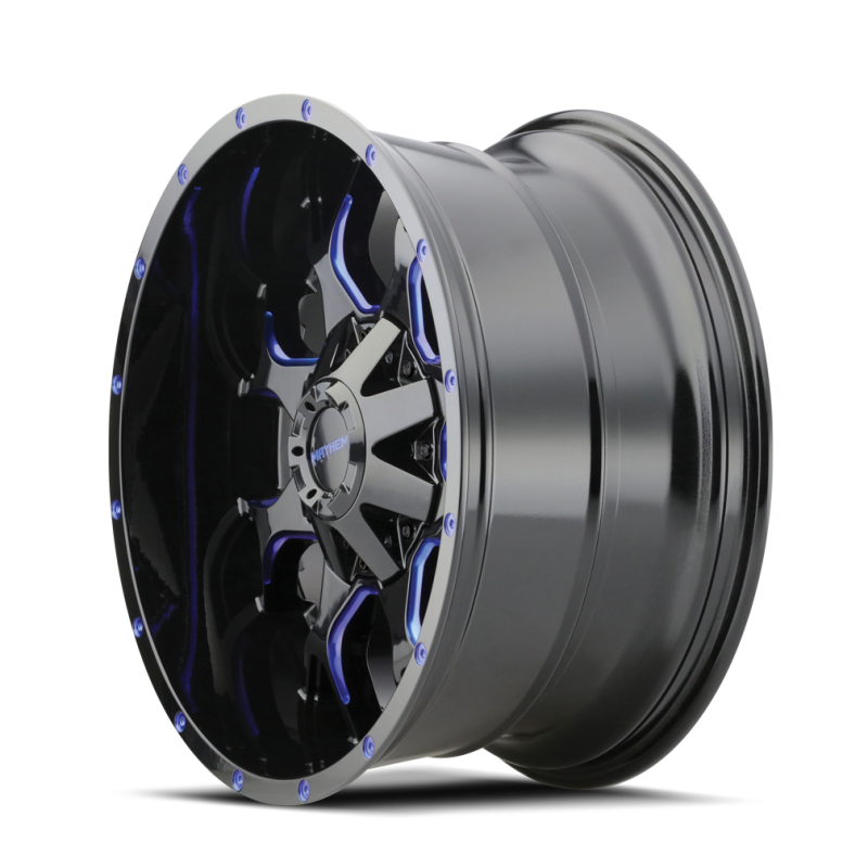 Mayhem 8015 Warrior 18x9 / 8x180 BP / 18mm Offset / 124.1mm Hub Black w/ Prism Blue Wheel