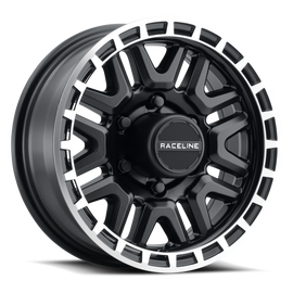 Raceline 953BM Krank 15x6in / 6x139.7 BP / 0mm Offset / 4.25mm Bore - Black & Machined Wheel