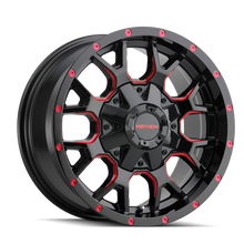 Load image into Gallery viewer, Mayhem 8015 Warrior 20x10 / 6x135 BP / -25mm Offset / 106mm Hub Black w/ Prism Red Wheel