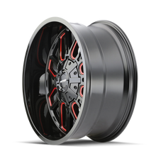 Load image into Gallery viewer, Mayhem 8107 Cogent 22x10 / 6x135 BP / -19mm Offset / 106mm Hub Black w/ Prism Red Wheel