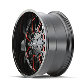 Mayhem 8107 Cogent 20x9 / 5x139.7 BP / 0mm Offset / 110mm Hub Black w/ Prism Red Wheel