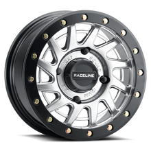 Load image into Gallery viewer, Raceline A12SB Squad 15x7in/4x156 BP/38mm Offset/132.5mm Bore - Silver &amp; Black Ring Beadlock Wheel