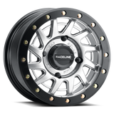 Raceline A12SB Squad 15x7in/4x156 BP/38mm Offset/132.5mm Bore - Silver & Black Ring Beadlock Wheel