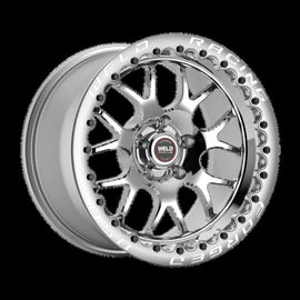Weld S77 15x10 / 6x139.7mm BP / 6.5in. BS Polished Wheel (Medium Pad) - Black HD Beadlock MT