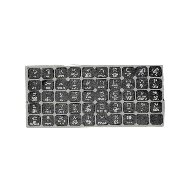 NACHO Switch System displayed with 60 included custom button icon stickers for personalization.