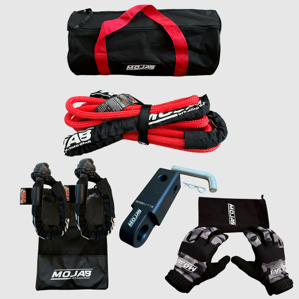 UTV/ATV Essential Recovery Kit ( 6 items + 2 storage bags+ 1 Velcro tape) *Lifetime Warranty